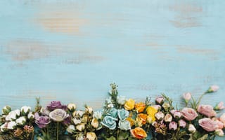 Картинка цветы, colorful, рамка, bright, flowers, wood