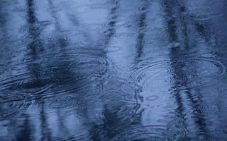 Картинка осень, дождь, лужа, отражение, вода