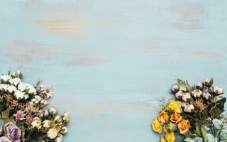 Картинка цветы, colorful, flowers, wood, bright, рамка