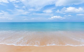 Обои песок, море, пляж, blue, лето, summer, beach, wave, sea, sand, волны