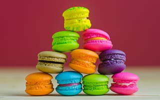 Картинка colorful, десерт, french, sweet, pink, dessert, bright, пирожные, сладкое, macaroon, macaron, макаруны