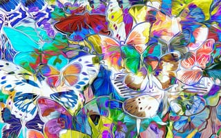Картинка бабочка, рендеринг, линии, крылья, цвет, природа, мотылек