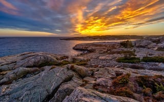 Картинка закат, Норвегия, побережье