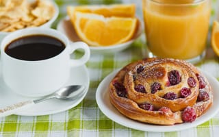 Картинка ягоды, апельсиновый, пирог, кофе, выпечка, сок
