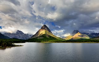 Картинка небо, облака, скалы, озеро, горы, природа, лес, пейзаж