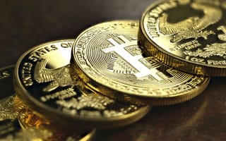 Обои размытие, монеты, лого, bitcoin, валюта, гурт, биткоин