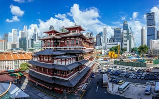 Картинка город, Singapore, здание, Сингапур, японские мотивы