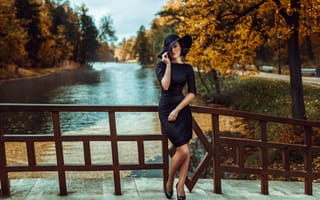 Картинка фигура, Россия, шляпка, black dress, девушка