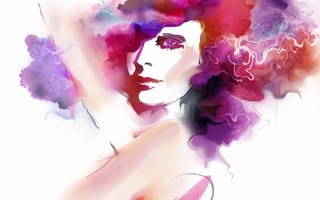 Картинка Tatiana Nikitina, взгляд, нарисованная девушка, краски, Татьяна Никитина
