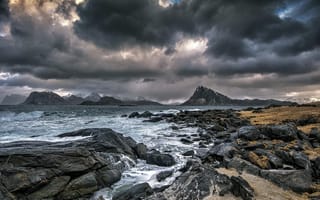 Картинка Норвегия, побережье, скалы, море