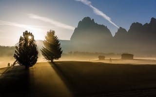 Картинка утро, природа, пейзаж, туман, горы