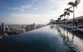 Картинка отель, Marina Bay Sands, бассейн, Hotel, Сингапур, вид, крыша