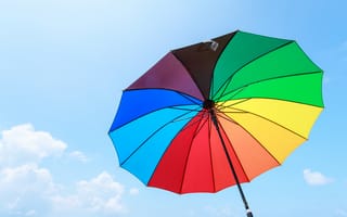 Картинка небо, umbrella, colorful, радуга, цвет, зонт, rainbow, colors