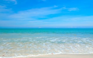Обои песок, море, blue, summer, sand, волны, beach, sea, seascape, лето, wave, пляж