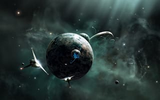 Картинка planets, sci fi, spaceships, stars