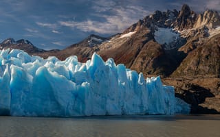 Картинка лед, горы, водоем, ледник, Чили, Анды, льдины, природа