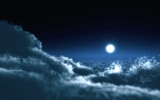Картинка пейзажи, облака, небо, луна, ночь