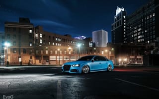 Картинка Audi, ночь, Evano Gucciardo, blue, S4, подвеска