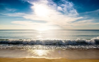 Картинка песок, море, seascape, blue, пляж, summer, закат, sea, волны, beach, sand, wave, лето, sunset