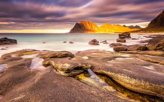 Картинка море, небо, камни, горы, природа, облака, скалы, пейзаж