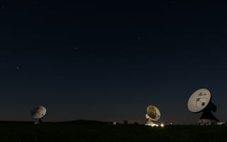 Картинка поле, космос, огни, антенна, темный, темнота, ночь, пейзаж