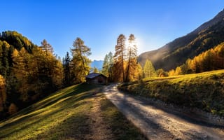 Картинка дорога, горы, Италия, осень