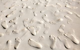 Обои песок, пляж, следы, footprints, sand, beach