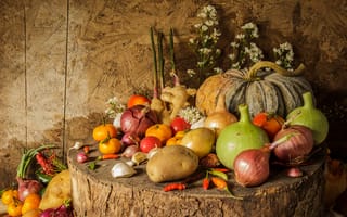 Картинка цветы, урожай, vegetables, autumn, still life, harvest, тыква, pumpkin, фрукты, овощи, натюрморт