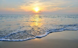 Картинка песок, море, закат, небо, пляж, sea, sand, берег, beach, лето, sunset, summer, seascape, beautiful