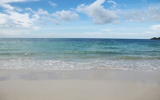 Обои песок, море, волны, небо, beach, sand, summer, sea, wave, пляж, blue, лето, seascape
