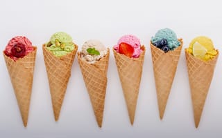 Картинка ягоды, фрукты, ice cream, fruit, cone, рожок, colorful, мороженое, berries