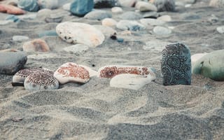Картинка песок, спокойствие, пляж, камни, мехенди, позитив