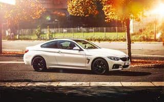 Картинка BMW, 420d, 4 Series, white, осень, F32