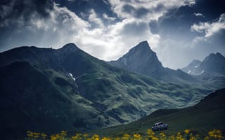 Картинка машина, горы, природа