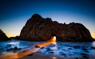 Картинка пляж Пфайффер, Биг Сюр, океан, Калифорния, California, Big Sur, арка, скала, USА