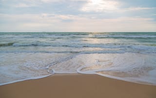Картинка песок, море, пляж, sea, берег, sand, wave, summer, blue, beach, небо, волны, лето, seascape