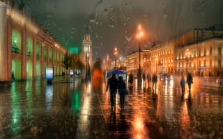 Картинка Санкт-Петербург, осень, Ноябрь, Невский проспект, дождь