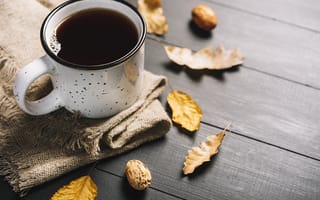 Обои осень, coffee, листья, wood, cup, colorful, leaves, vintage, чашка, кофе, дерево, кружка, autumn
