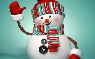 Картинка snowman, Рождество, Новый Год, Christmas, 3D, winter, New Year, Merry, cute, снеговик