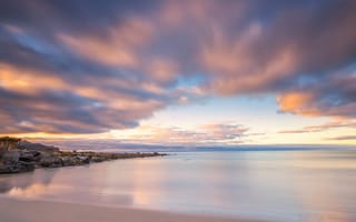 Картинка море, пляж, камни, пейзаж, небо, голубой, берег, природа