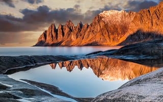 Картинка море, небо, вода, тучи, горы, природа, свет, облака