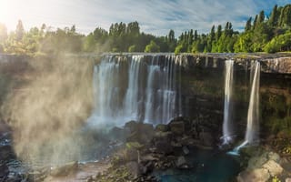 Картинка лето, небо, вода, пейзаж, деревья, свет, природа, облака