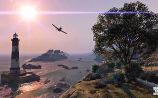 Картинка Grand Theft Auto V, дерево, море, горя, пейзаж, gta 5