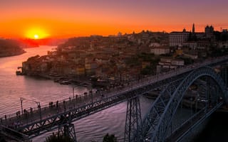 Обои город, Sunset, Porto