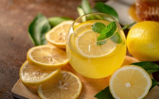 Картинка лимон, мята, Лимонад