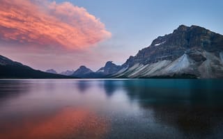 Картинка небо, облака, голубой, озеро, берег, скалы, отражение, горы