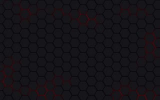 Обои черный фон, сетка, шестиугольники, красный