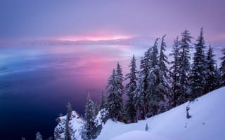 Картинка озеро, Орегон, зима
