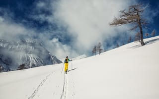 Картинка лыжи, гора, спорт, снег