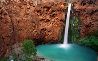 Картинка горы, природа, водопад, Hava-sui Falls, Havasupai Indian Reservation, Arizona, река, Grand Canyon